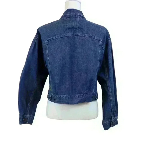 Levi's Premium Jean Jacket Waterless Technology w/Embroidered Message Size Small - Picture 6 of 9